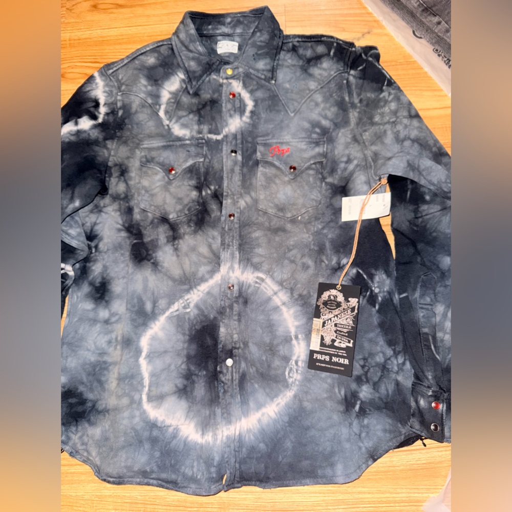PRPS Black and Gray Tie-Dye Shirt Jacket